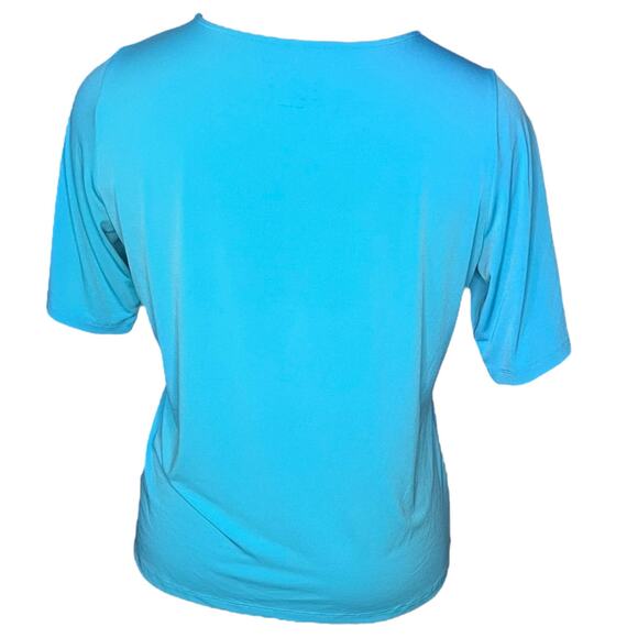 Susan Graver Women’s Turquoise Top Size 1X Short Sleeve Stretch - Picture 3 of 8